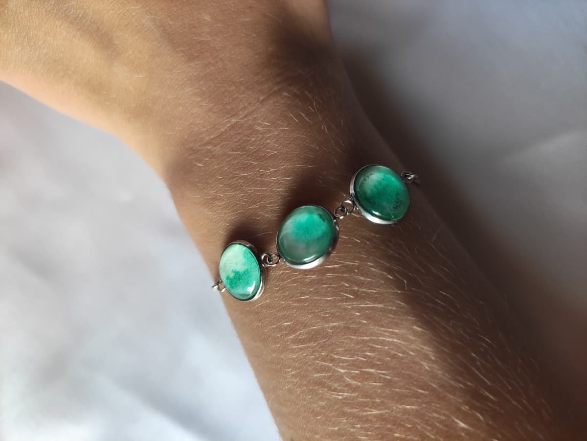 Edelstahl Opal Armband