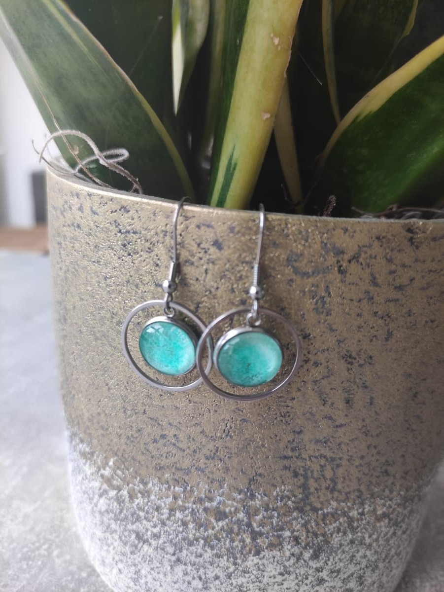 Ohrring Edelstahl hängend mit elegantem Rahmen