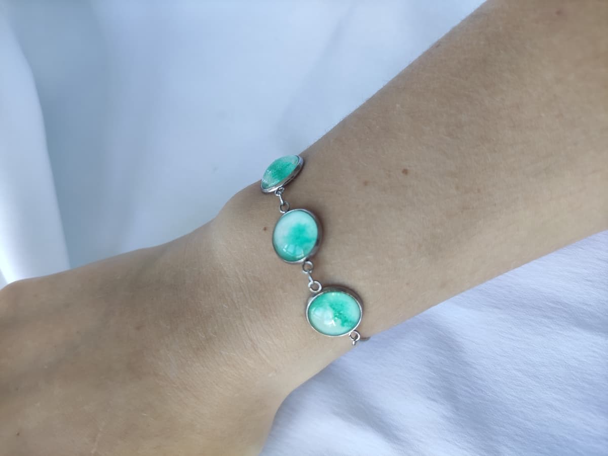 Edelstahl Opal Armband