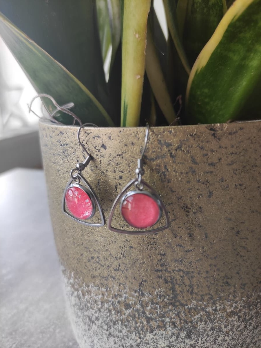Ohrring Edelstahl hängend mit elegantem Rahmen