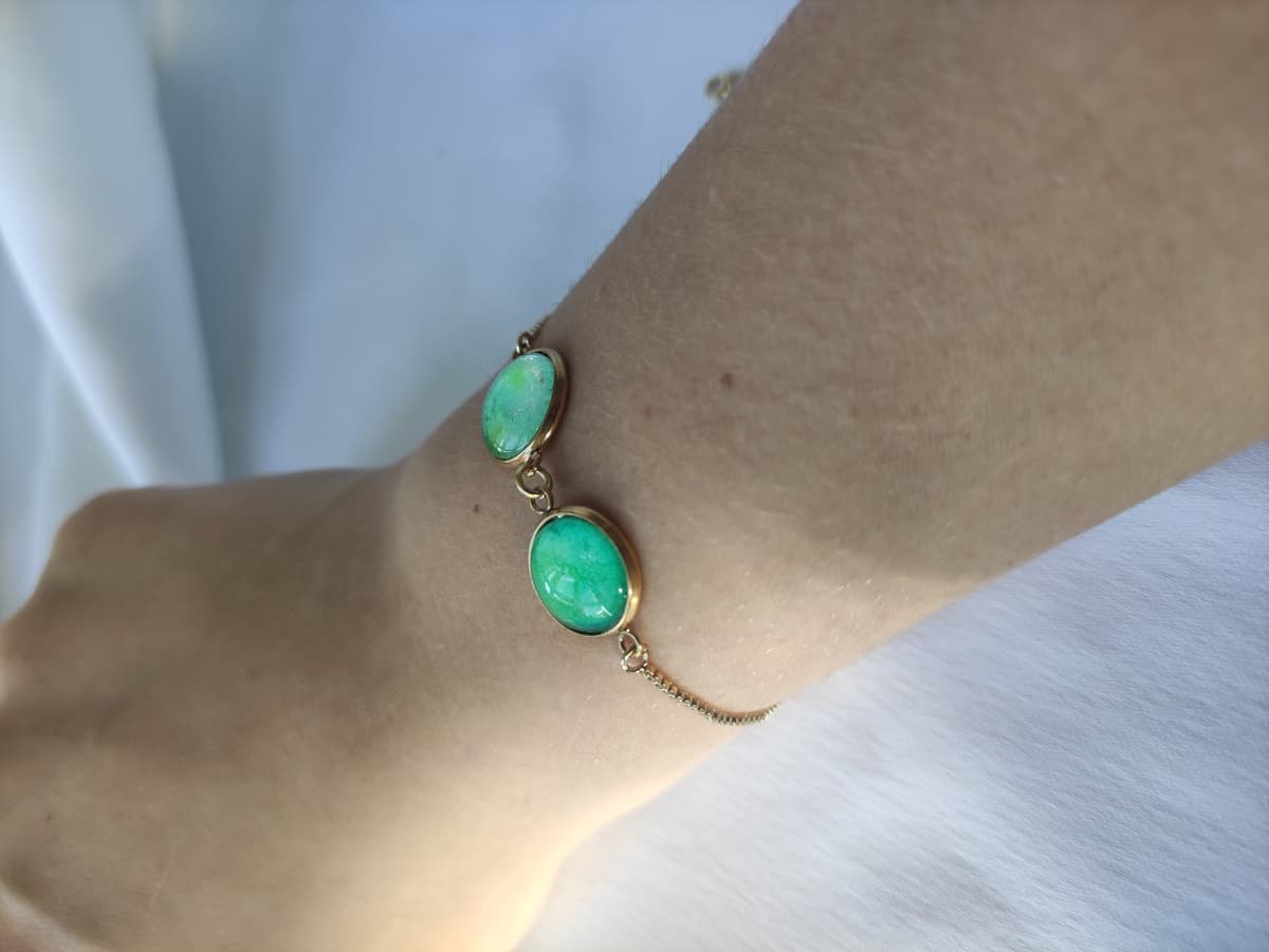 Edelstahl Opal Armband