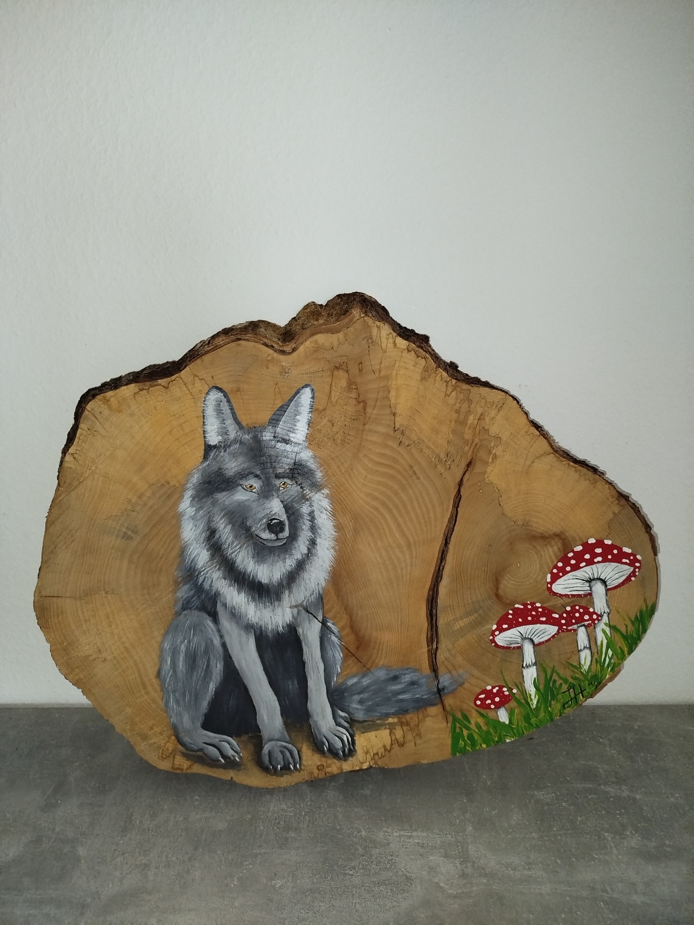 Acrylgemälde auf Holz Wächter des Waldes 70x50 cm 