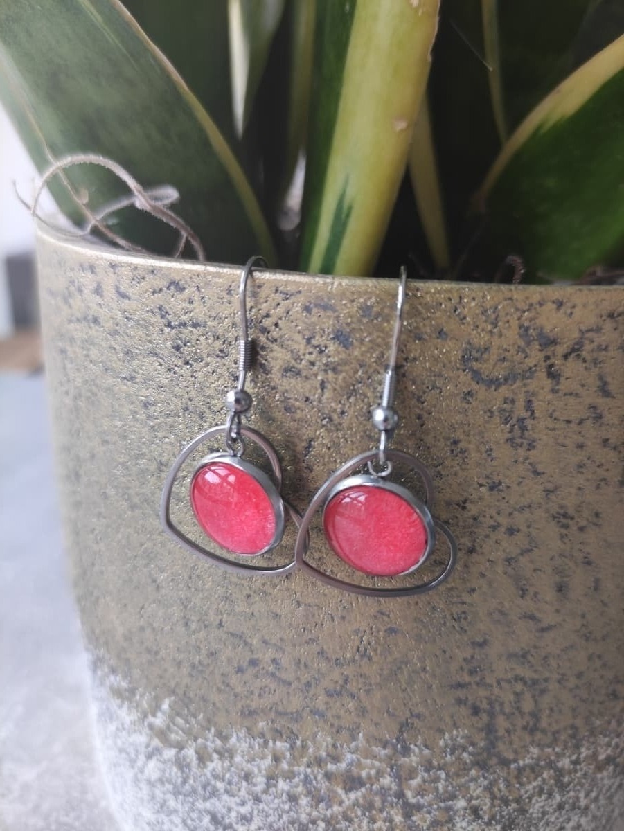 Ohrring Edelstahl hängend mit elegantem Rahmen
