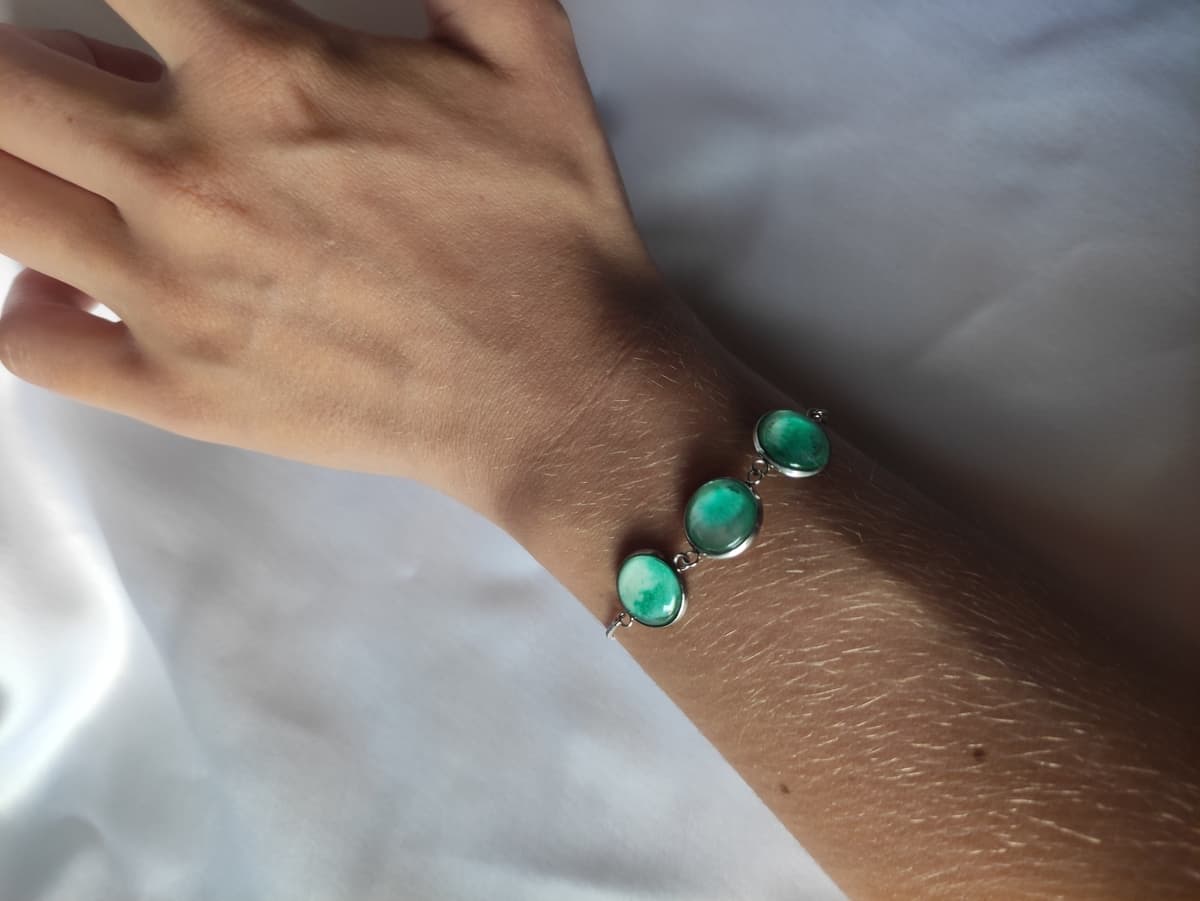 Edelstahl Opal Armband