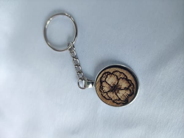 Schlüsselanhänger mit handgemaltem Holzmotiv