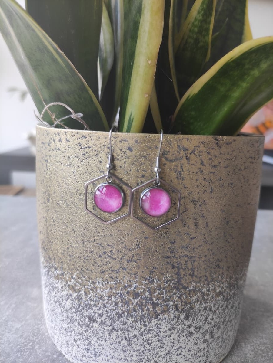 Ohrring Edelstahl hängend mit elegantem Rahmen