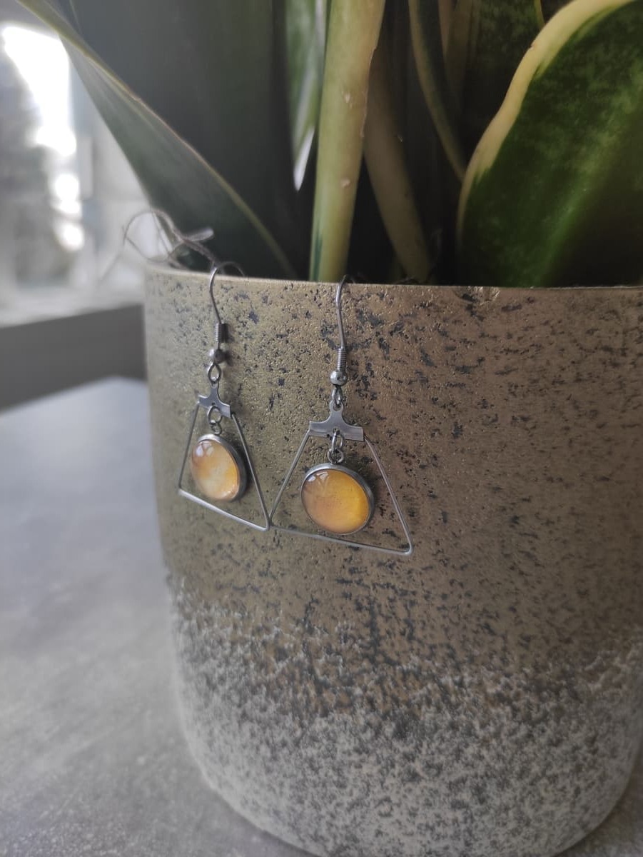 Ohrring Edelstahl hängend mit elegantem Rahmen