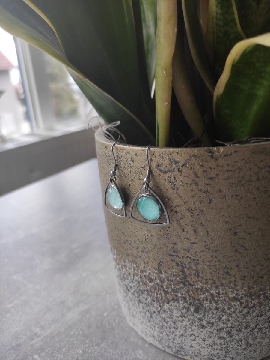 Ohrring Edelstahl hängend mit elegantem Rahmen