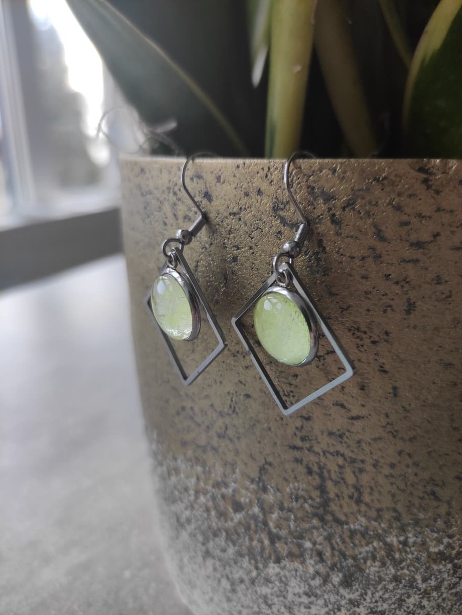 Ohrring Edelstahl hängend mit elegantem Rahmen