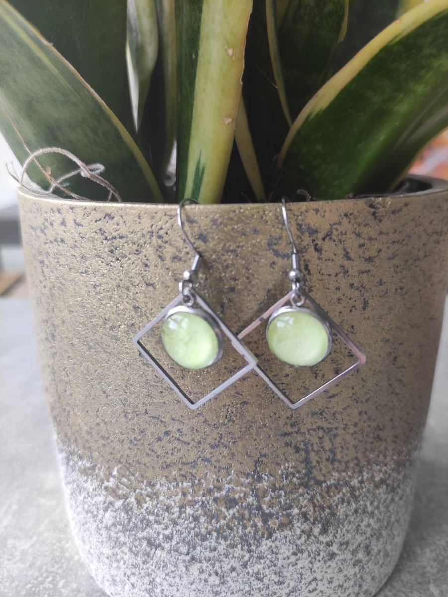 Ohrring Edelstahl hängend mit elegantem Rahmen