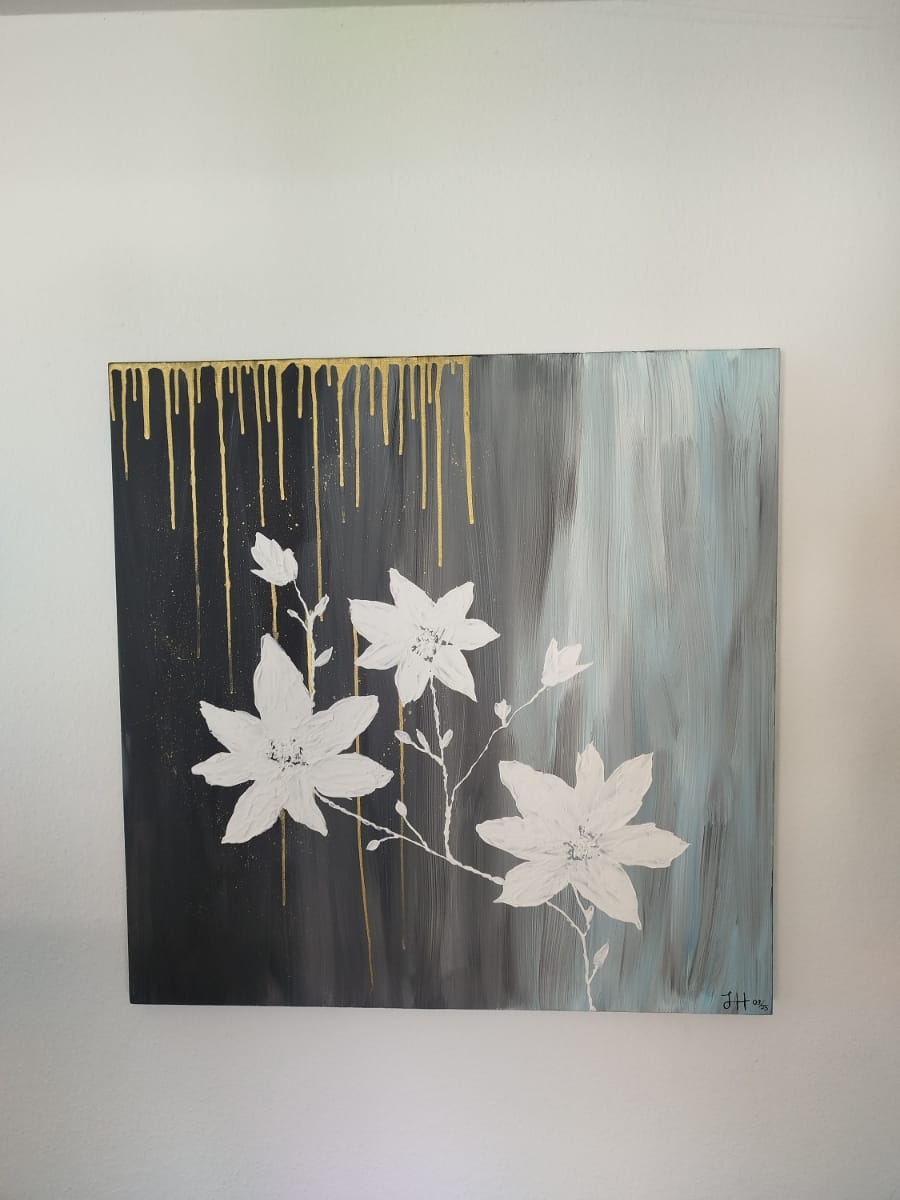 Acrylgemälde Midnight-Flowers 80x80 cm 