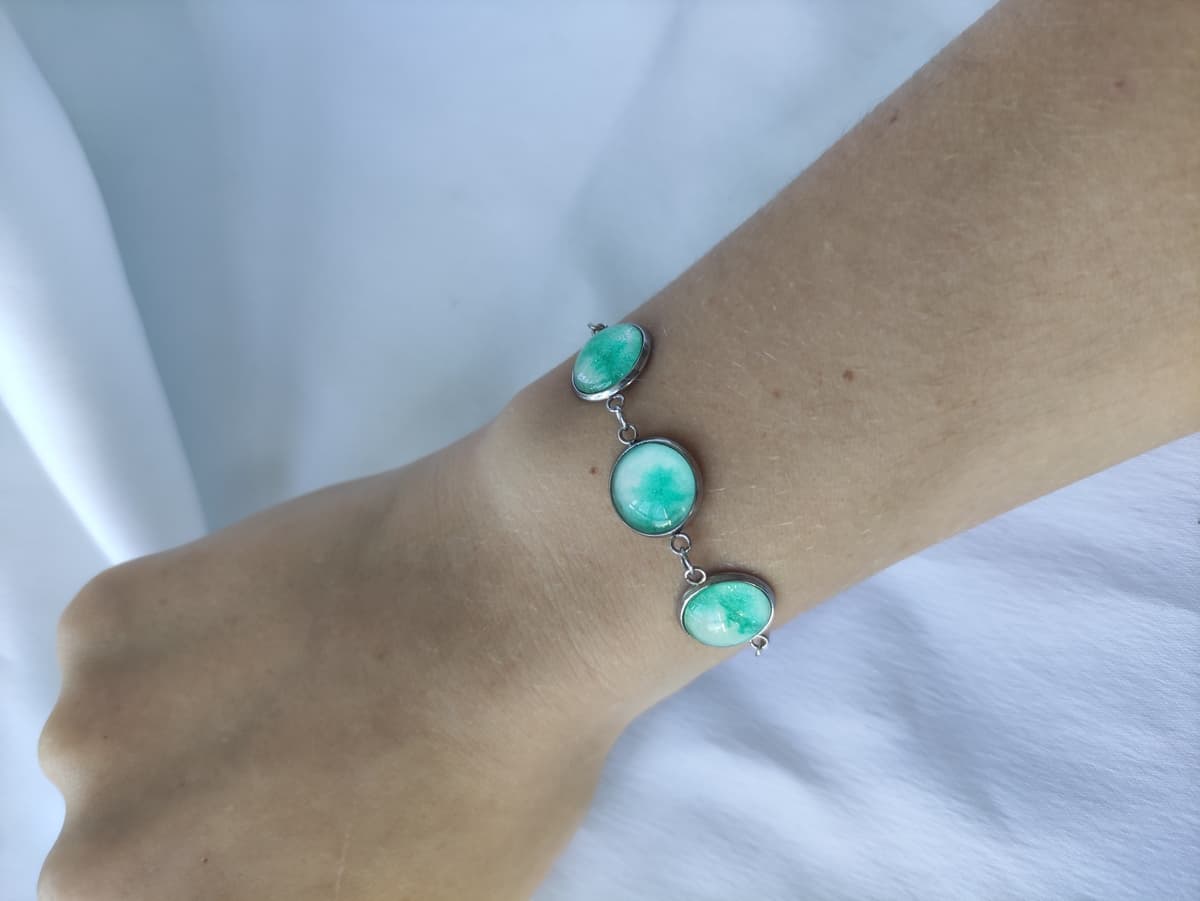 Edelstahl Opal Armband