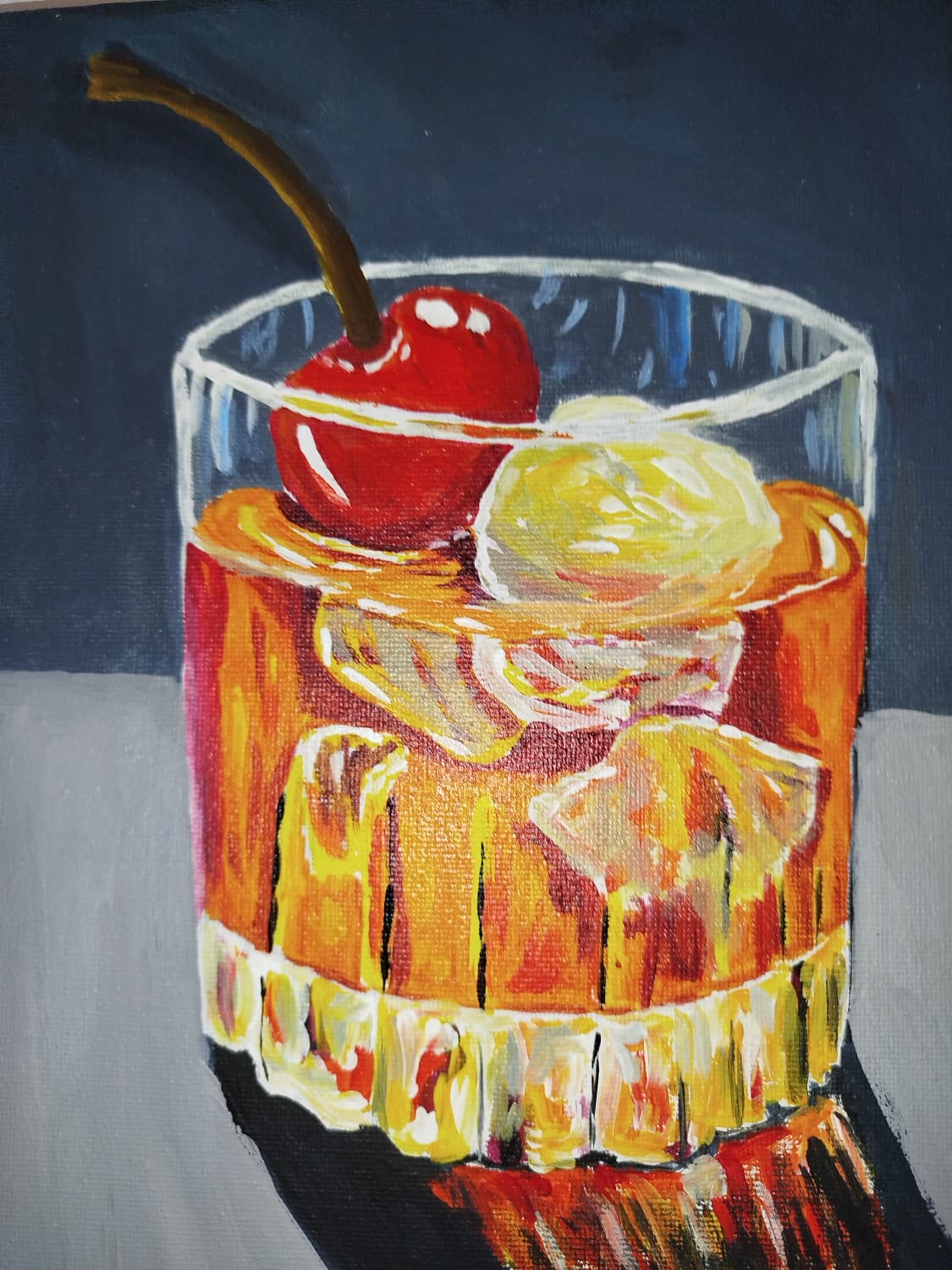Acrylgemälde Whisky & Cherry 24x30 cm 