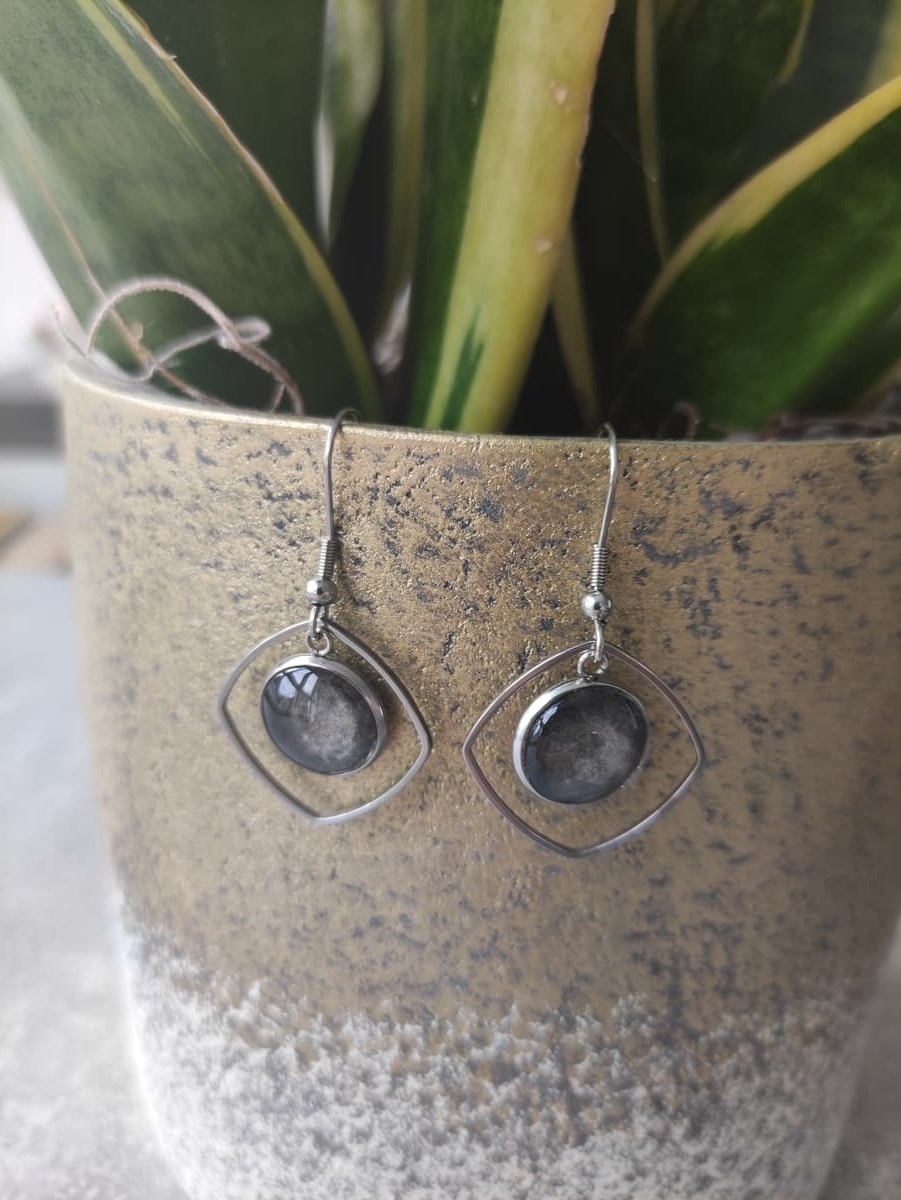 Ohrring Edelstahl hängend mit elegantem Rahmen