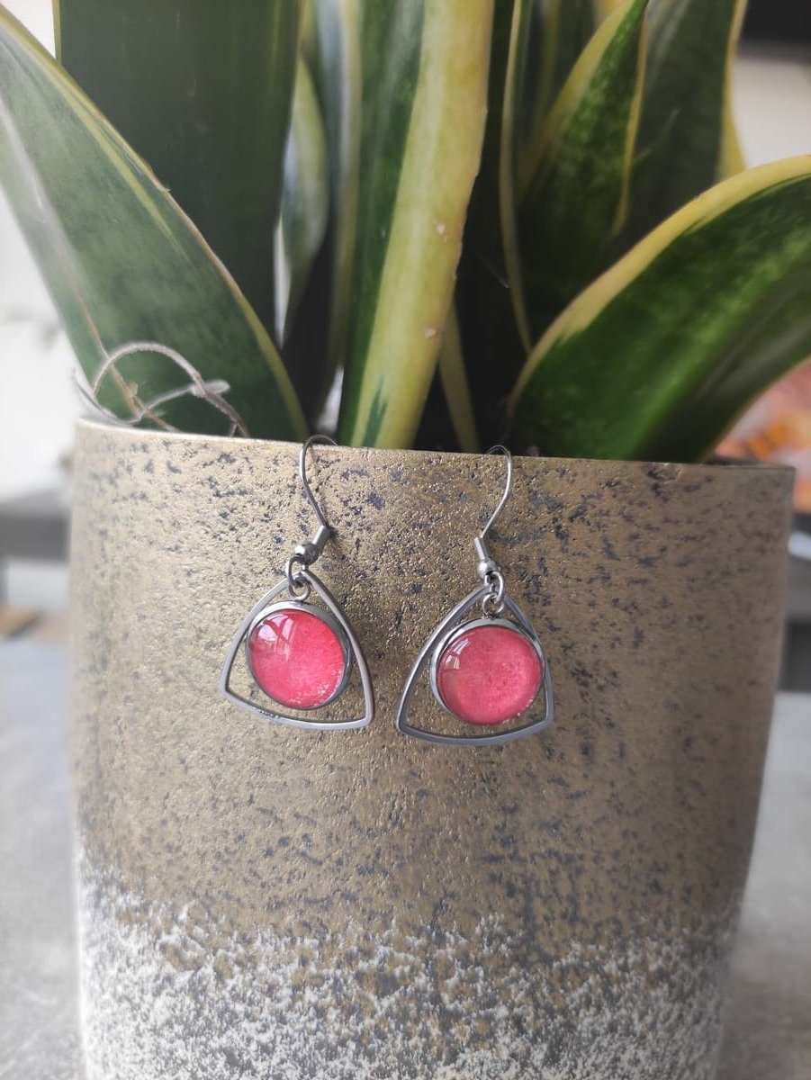 Ohrring Edelstahl hängend mit elegantem Rahmen