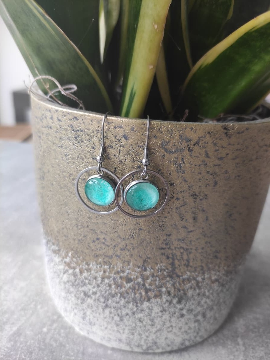 Ohrring Edelstahl hängend mit elegantem Rahmen
