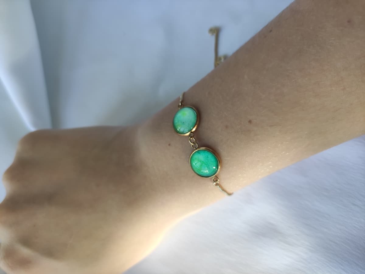Edelstahl Opal Armband