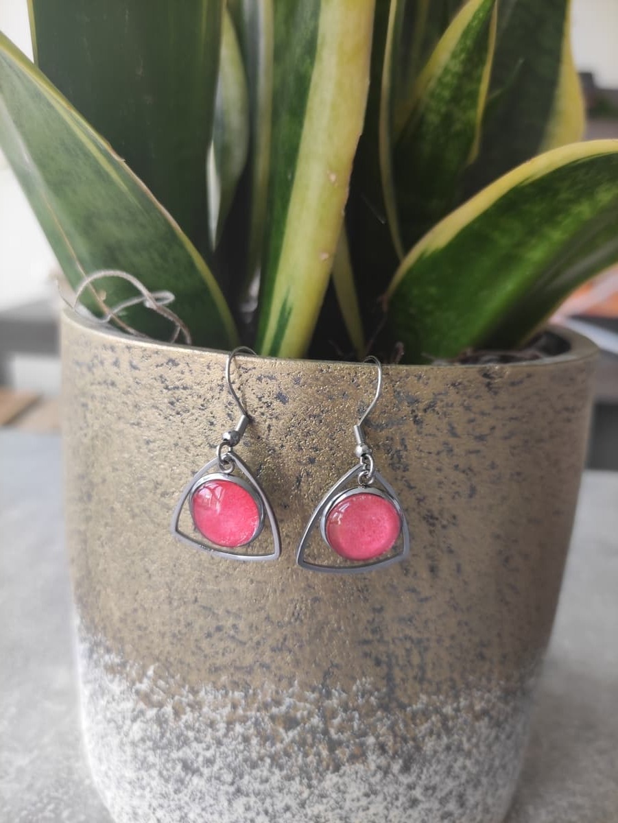 Ohrring Edelstahl hängend mit elegantem Rahmen